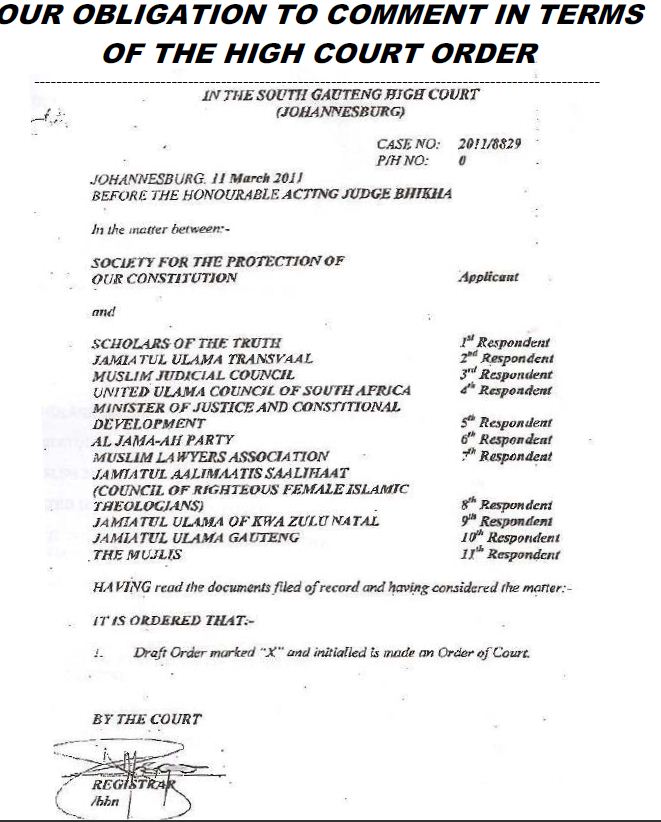 High Court Order-MMB, page 1